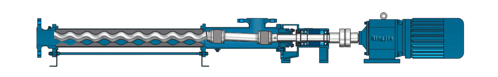 structural drawing of progressive cavity pump in bearing block design