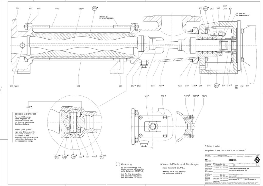 Seepex BN Explosion Drawing - Packing seal